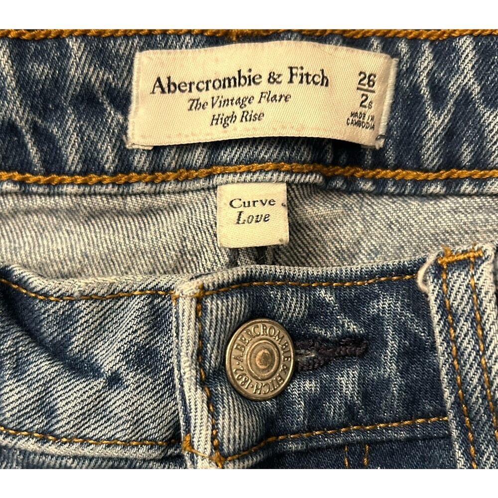 Abercrombie & Fitch The Vintage Flare High Rise Jeans w/ Split Hem Size 26 Short - Picture 7 of 8